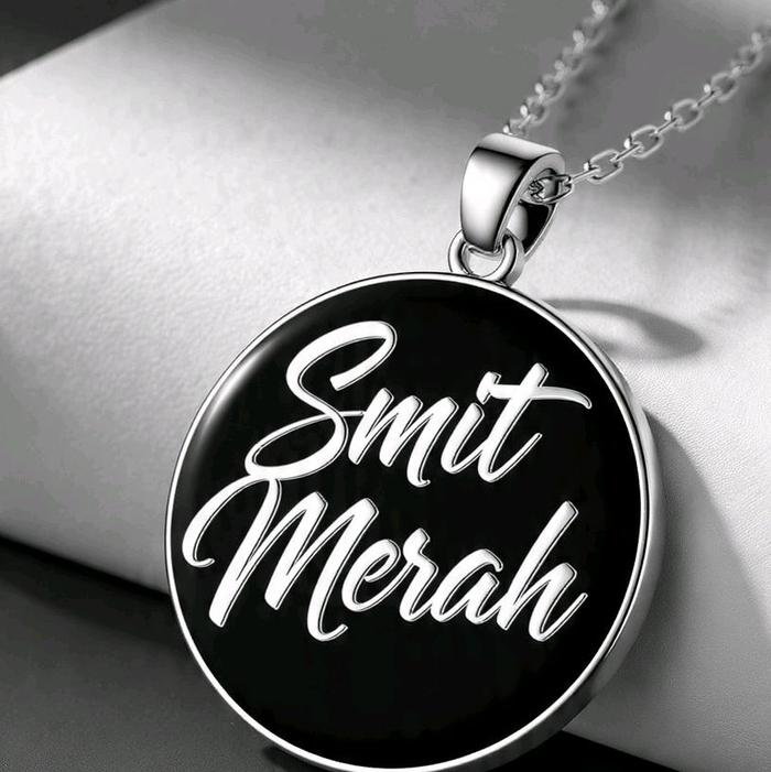Kalung Liontin Tulisan smit merah dengan Desain Elegan dan Menarik