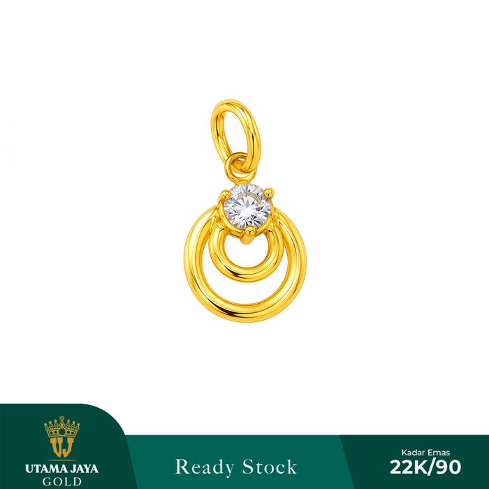 Liontin Emas Model Solitaire Permata Double Ring Kadar 900/22K