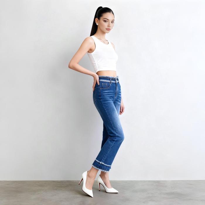 Denim Hh Waist Jeans Semi Cuty 2059Zz Celana Panjang Retro Biru - Mein