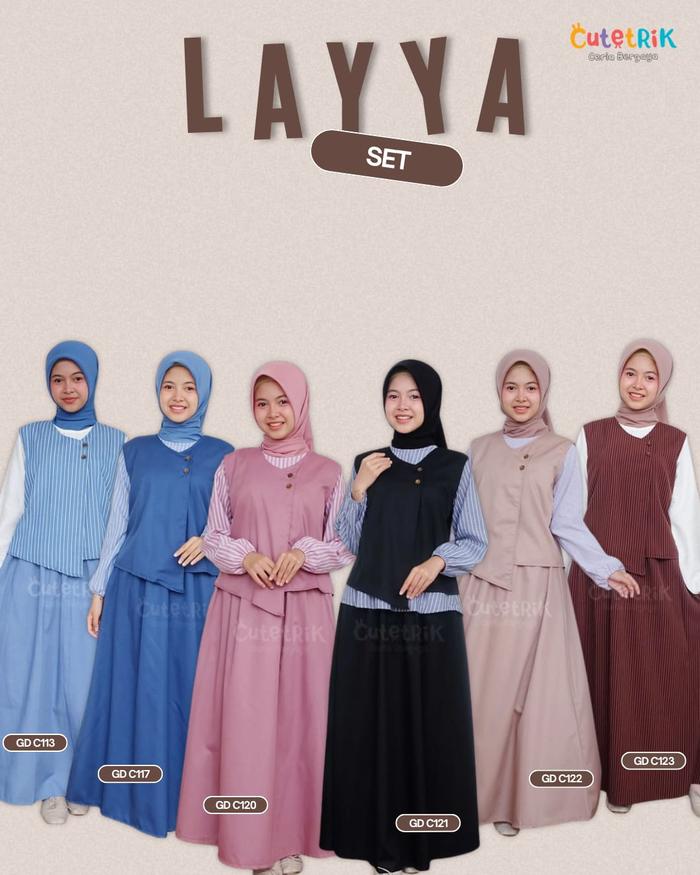 Baju Perempuan Setelan 3in1 Blus Tunik Rompi / Vest / Outer Set Rok Anak Remaja Dewasa One Set Layya