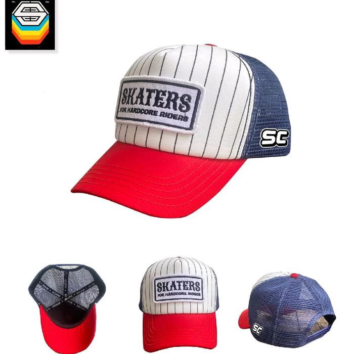 26 STRIPED TRUCKER HAT 01 BW-RED-NAVY (SK.SKT-ZB010)