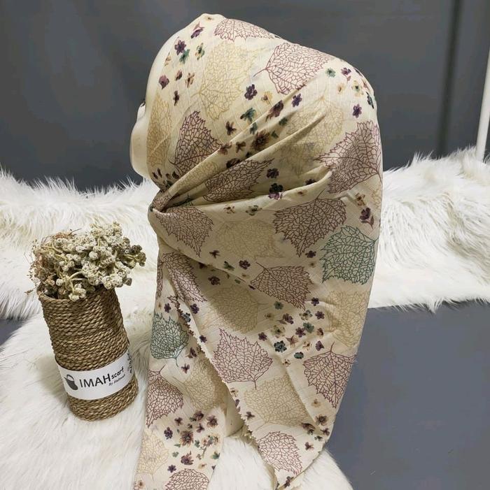 hijab dobby mhotif imah scarf premium size 110x110cm tepi di laser cut bisa seragam jumlah bnyk baha