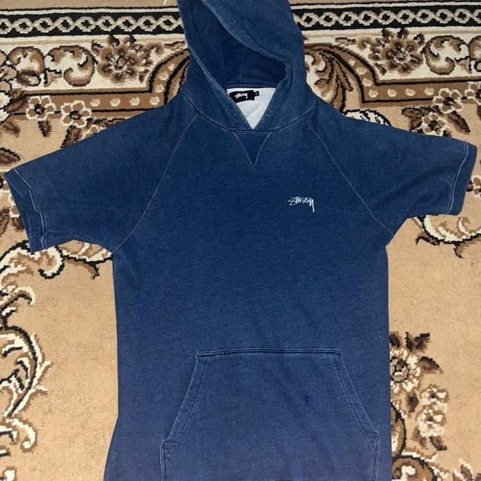 Stussy Hoodie Tanpa Lengan Biru Dye Pigment Dengan Desain Minimalis dan Nyaman untuk Penggunaan Seha
