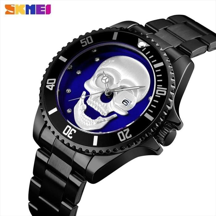 Jam Tangan Pria Analog SKMEI Skull 9195 Original Water Resist 3ATM