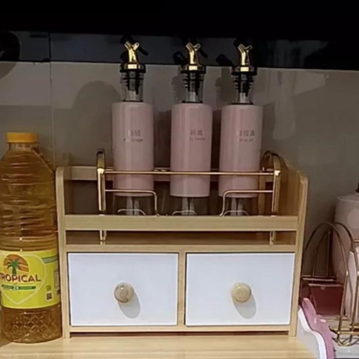 Rak tempat bumbu / rak toples gula kopi teh / rak makeup kosmetik / rak laci serbaguna