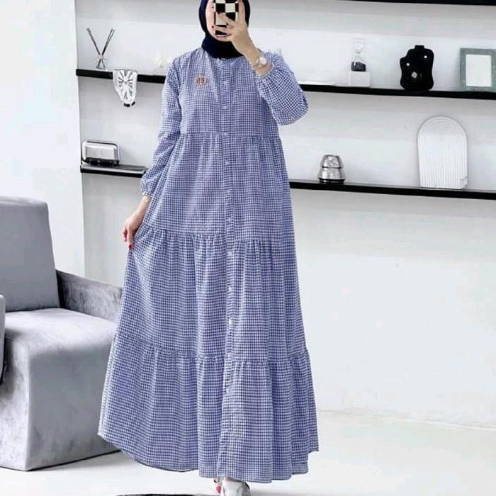 Alea Dress Gagil/Ninos Kain Premium - Baju Maxi Dewasa Warna Biru dan Hitam - Wanita, Remaja, Wudhu,