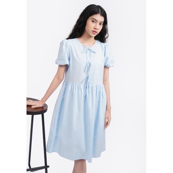 COLORBOX BALLOON SLEEVES MIDI DRESS LT. BLUE
