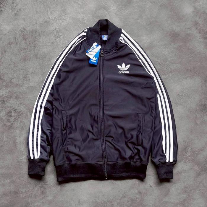 Adidas Jaket Track Top Vintage Casual Navy Pria Wanita Unisex Full Tag Wash