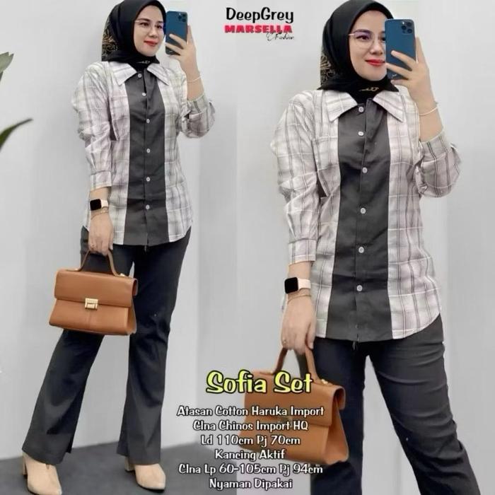 BELLWIS KINASIH CELLA HASNA SET KATUN TWILL IMPORT Celana Knit Wanita Kekinian 2025 Bahan Premium Ny
