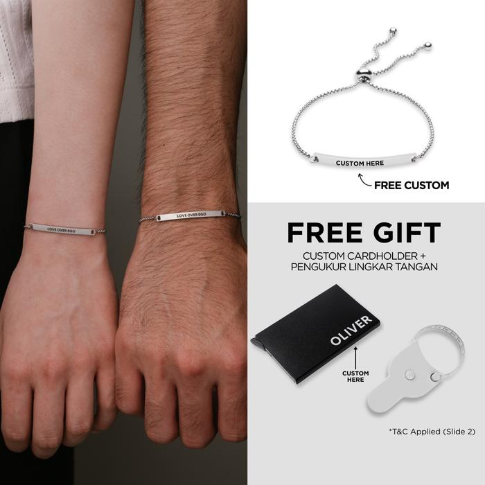 Kuze Original 316L Stainless Steel - Gelang Pria Wanita Couple Pasangan Minimalis Aesthetic Anti Kar