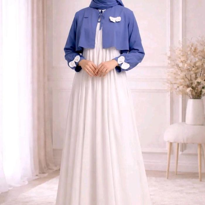 Gamis warna putih elegan 2026 Dress kondangan remaja Gamis rompi lepas pasang 2026 Gamis daily ukhti