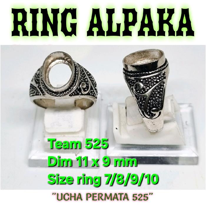 Ring emban alpaka super dim 11x9 tanam / pengikat ring cincin batu akik eceran