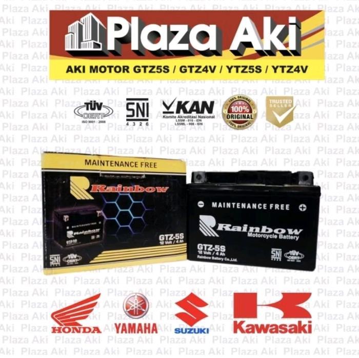 Aki Motor Kering MF Murah GTZ5S RAINBOW Japan Standard Accu HONDA Beat Vario 110 Supar X 125 Blade R