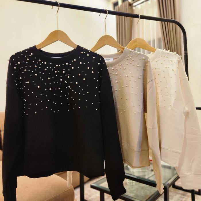 Baju sweater tabur mutiara