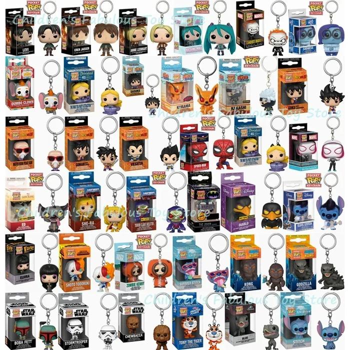 2025 Funko POP Keychains Dragons Ball Star Keychain wars Spiderman Attack on Levi Toy STITCH Rick Ku