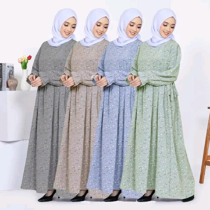 GAMIS MANGO yuoryou krinle motif bunga kecil Kain Nyaman Mewah Kerah Muslim Dewasa by Gazebo fesyen