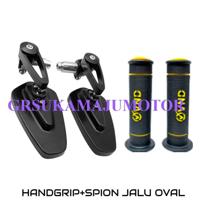 PAKET 2IN1 SPION JALU OVAL/BULAT+HANDGRIP VND AK55 MODEL RCB RACING BOY HG55 UNIVERSAL  Nmax,Pcx,Aer