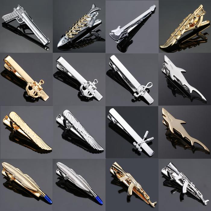 Men's tie clip feather wings boat anchor shark machine gun model design fashionable brand business W