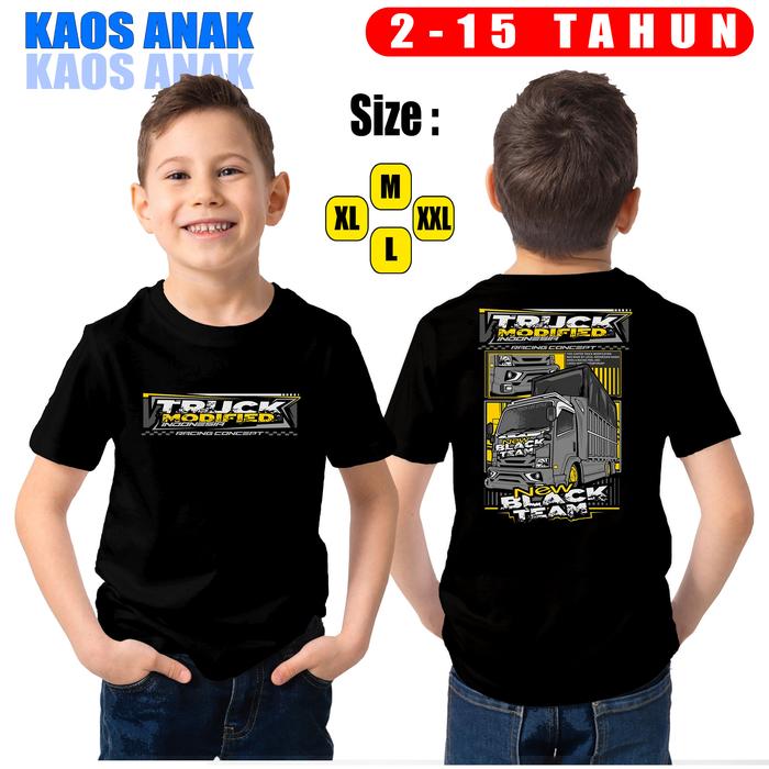 Kaos Anak Motif Truck New Black Team - Baju Truck oleng - Nyaman dan adem