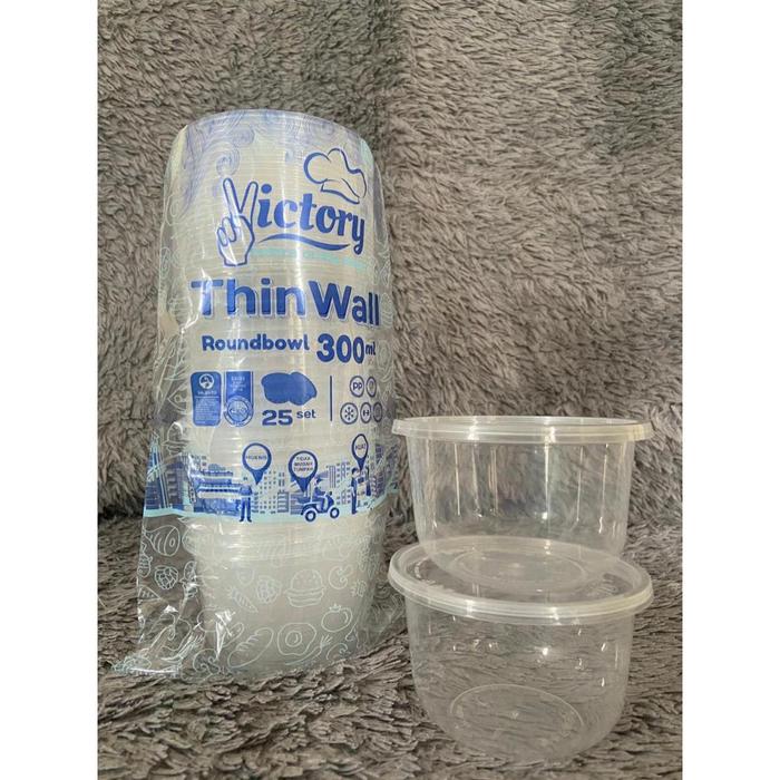 Safitiri Victory Thinwall Bulat 300Ml (25) Mangkuk Plastik Cup Pudding Slime Wadah Makanan Tempat Ma