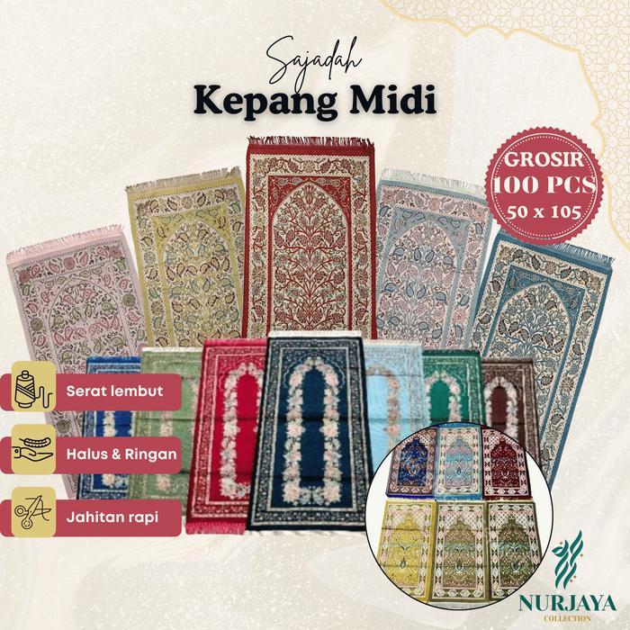 BAL 100 PCS - Sajadah Kepang Midi 50x105cm Bahan Polyester Rajut Lembut Tebal Motif Turki Islami Var