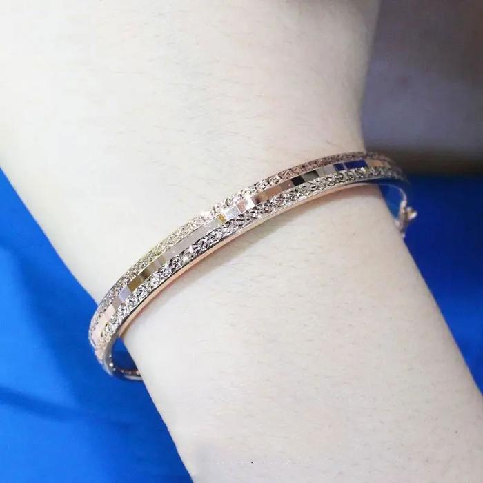 585 purple gold plated 14K rose gold shiny geometric charm bracelet for women classic design charm e