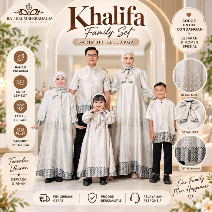 Khalifa Sarimbit Terbaru Setelan Keluarga Gamis Dan Koko Muslim Dior Silk Adem Lembut Premium