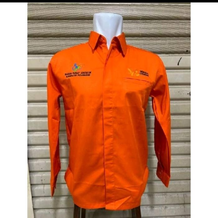Kemeja Panjang BPS Sensus Ekonomi Exslusif Warna Orange Dengan Logo Resmi