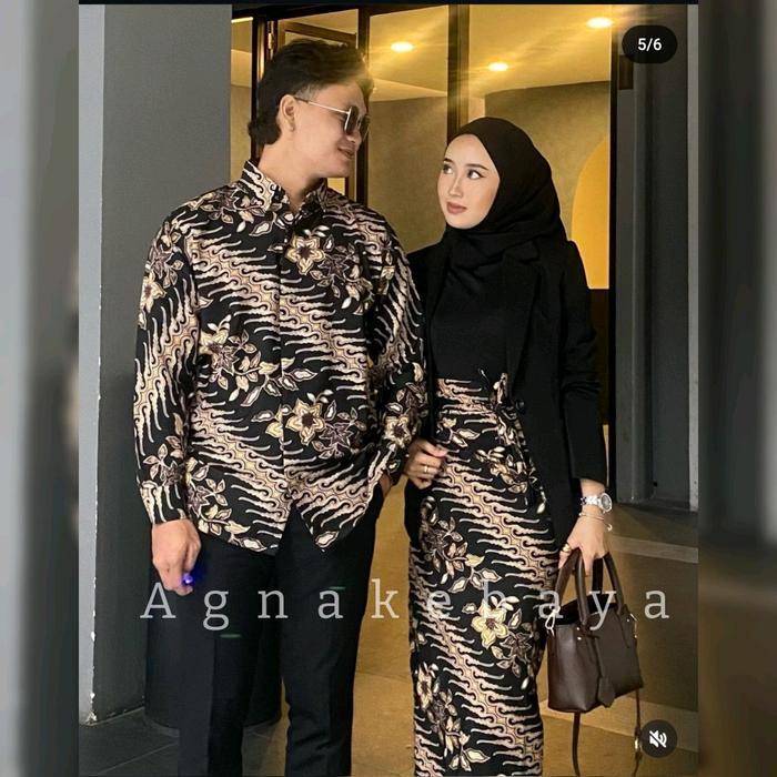 Couple Rok lilit dan kemeja batik Panjang (Bisa COD) by agnaKebaya pendek semi kondangan  pasangan  