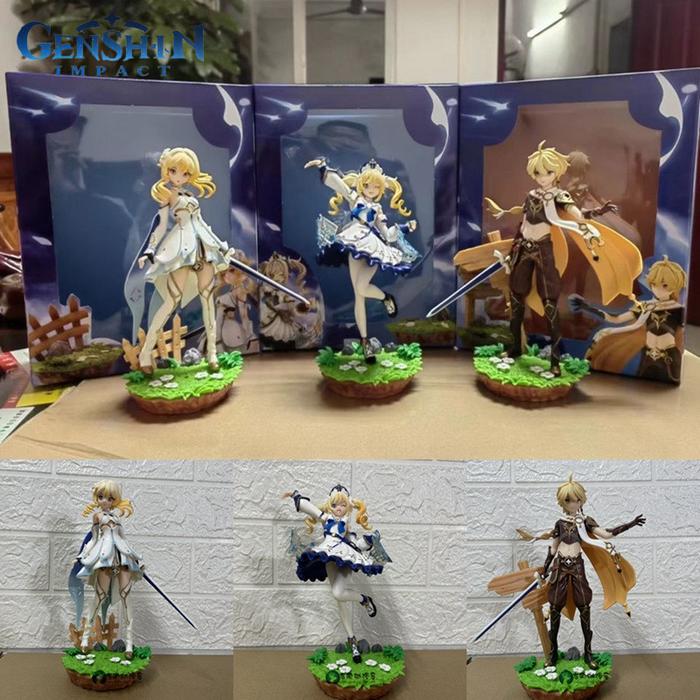 20cm Genshin Impact Aether Lumine Barbara Anime Figure Beauty Girl