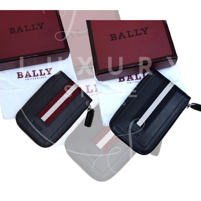 PRESTIGE BAG STORE Dompet Bally Keychain kunci Mobil Leather With Siignature Bally Stripe Detailed