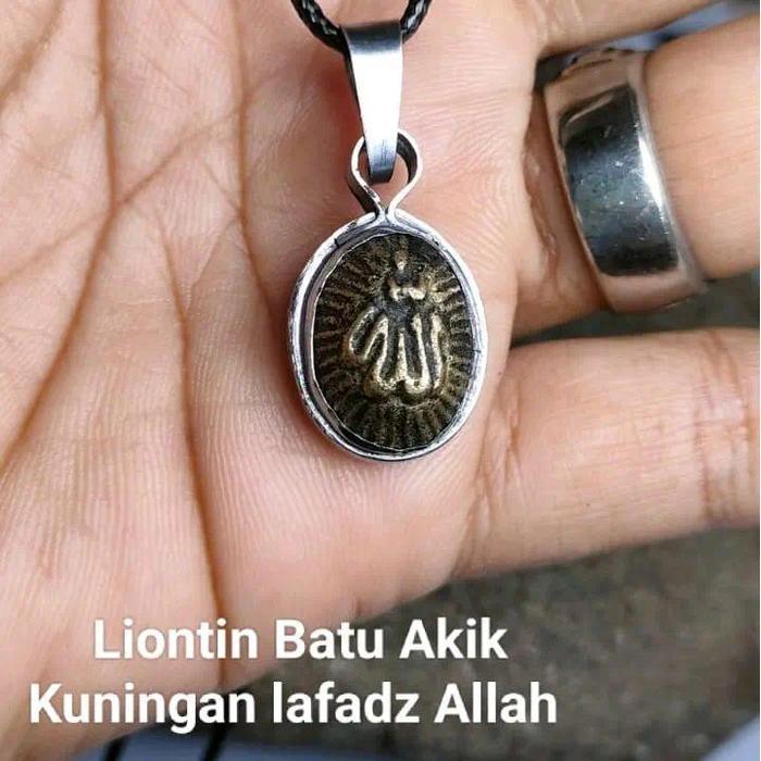 Kalung liontin lafadz Allah kuningan Ring Monel