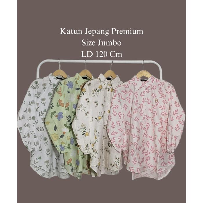 Sheren Blouse - Kemeja Wanita Jumbo - blus katun jepang - Kemeja Motif Bunga Terbaru