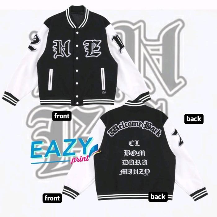 JAKET VARSITY 2NE1 BLACKJACK KPOP IDOL FANS OUTFIT WELCOME BACK TOUR 2024 BASEBALL JACKET MERCH