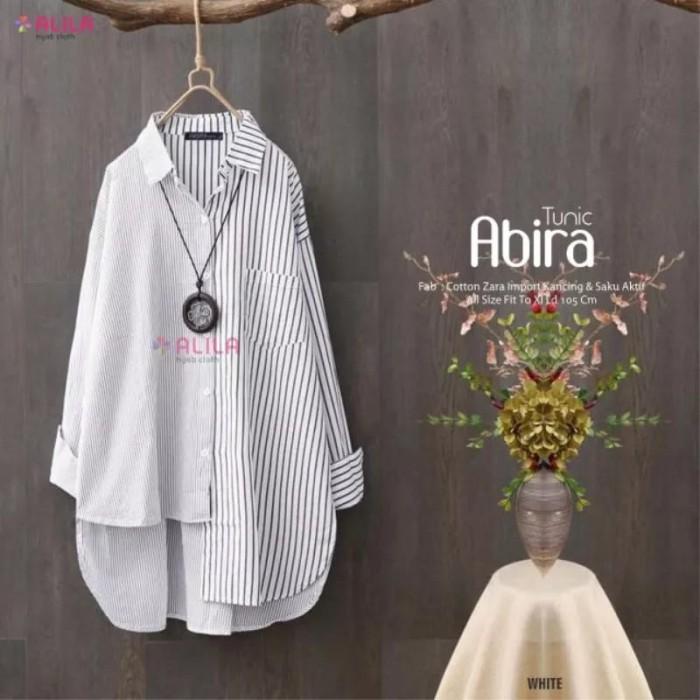 atasan wanita abira tunik katun motif garis salur jumbo ori alila