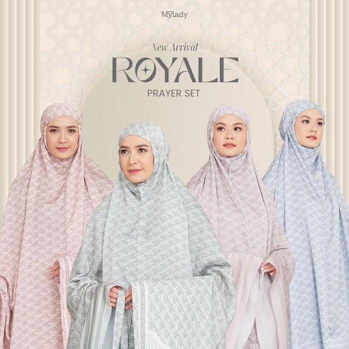 TERMURAH MyLady Hijab ROYALE PRAYER SET Atasan Bawahan Cantik Gold Grey Mewah Mukena Nyaman Panjang 