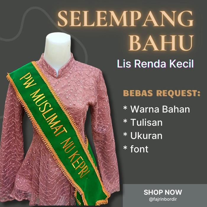 [SEHARI JADI] Selempang Bordir renda kecil emas dan silver