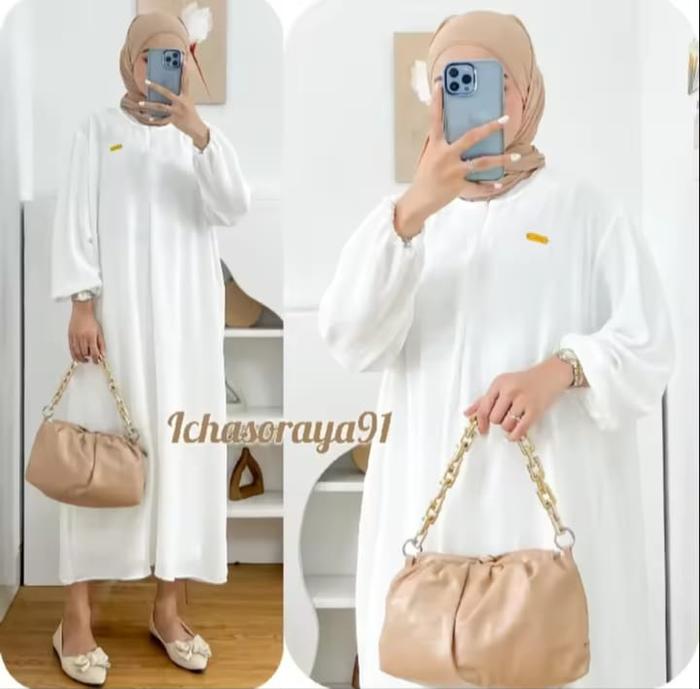 Midi Drees Crinkle airflow terbaru 4 Ukuran  M L XL XXL / Gamis Crinkle Kekinian / Gamis WANITA Busu