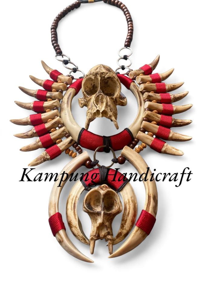 Kalung Dayak Replika Kepala Monyet Tengkorak Etni Minahasa Dayak