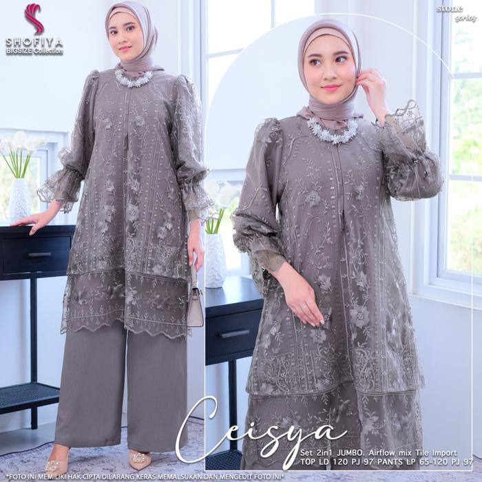 Ceisya satu set Inner Outer Tile Fashion Muslim Wanita Set Kondangan Tille Bridsmaid Wisuda Murah Se