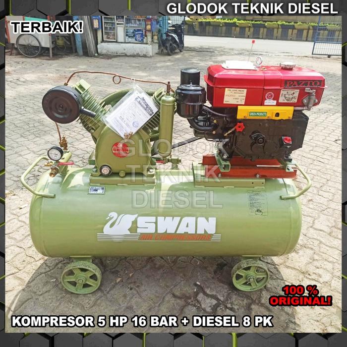 SWAN Kompresor Angin 5 HP 16 Bar + Engine Diesel High Pressure Terbaik