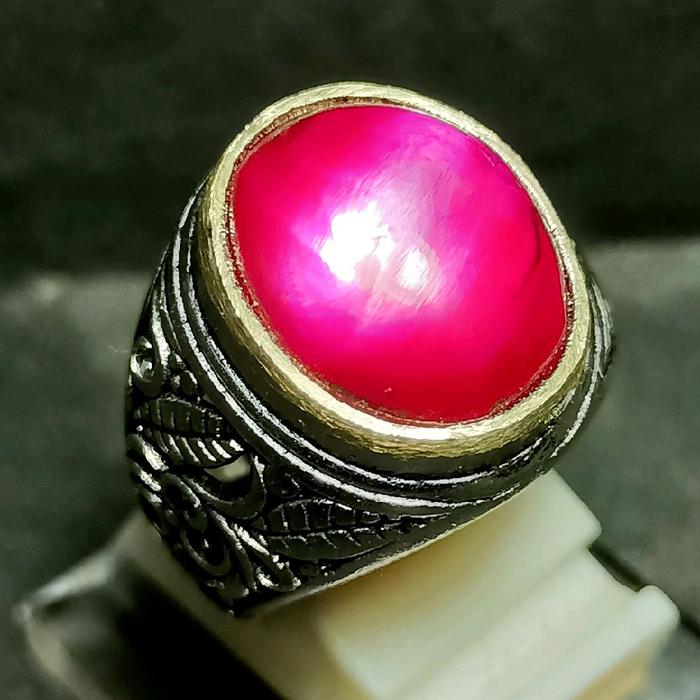 Cincin Batu Fosil Kerang Merah Ruby , Maen Klep