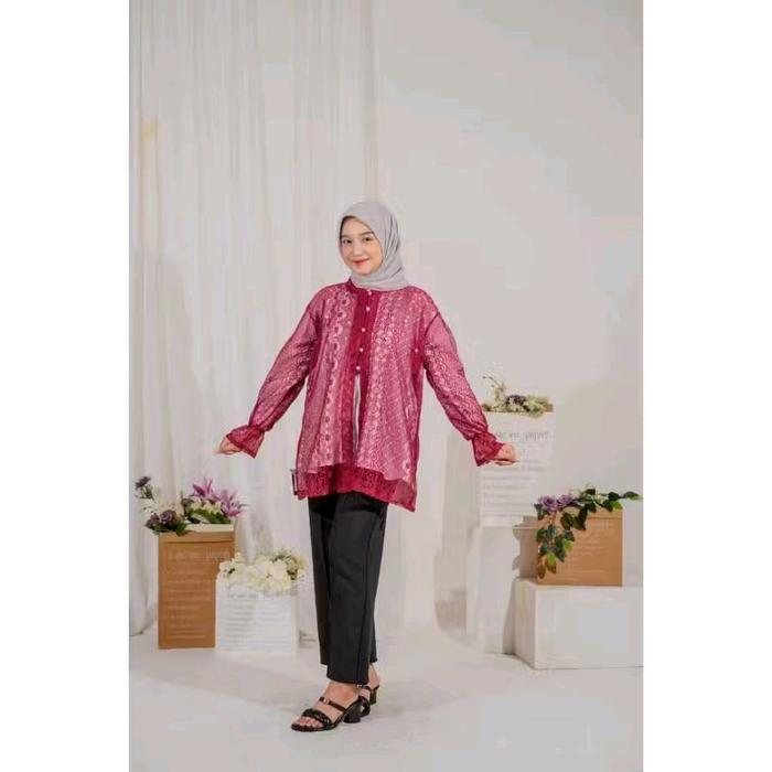 Selly Outer Brokat Payet Maroon | Outer Tile | Outer Brokat Wanita