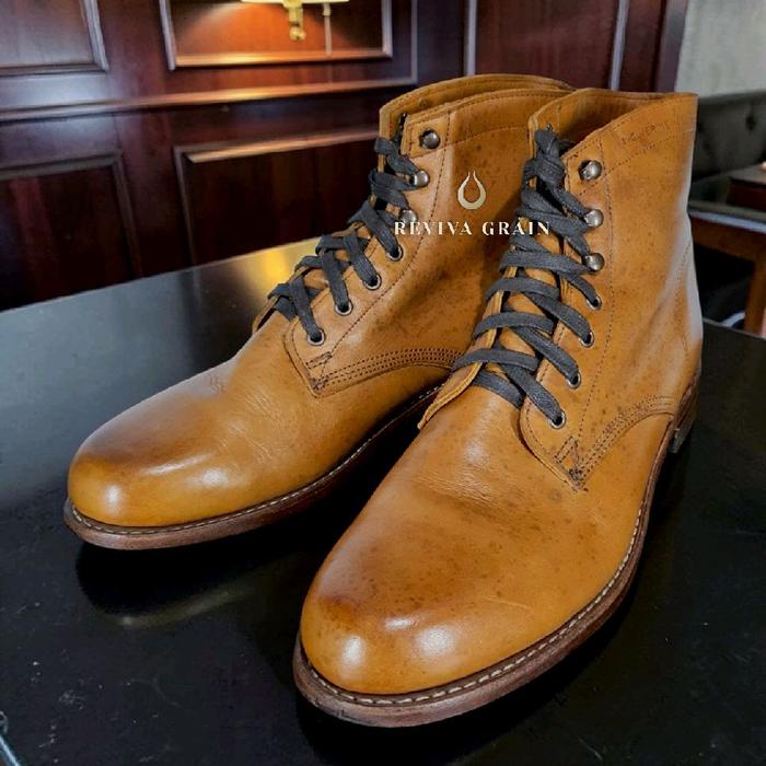 sepatu Boots Rare Wolverine 1000 Mile Plain-Toe Tan Size 11 US Original Boot Made in USA