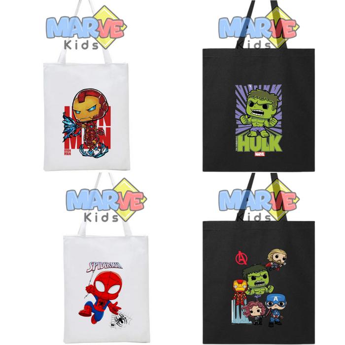 Totebag Sekolah Tote bag Anak Ultah Marvel Gambar Karakter Lucu  Miniso Hand bag Sekolah Goodie bag 