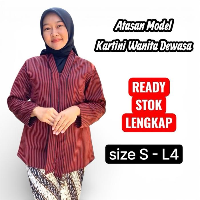 Ready Stok !! Atasan Kebaya Model Kartini Wanita Dewasa / Baju Lurik Modern - Baju adat Jawa Motif G