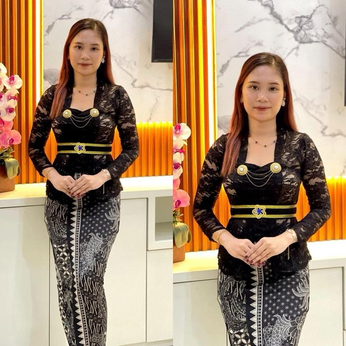 LD130 Oneset Kebaya Brokat Free slendang brokat Sofia Jumbo Lengan Panjang Tanpa Kancing Setelan Baj