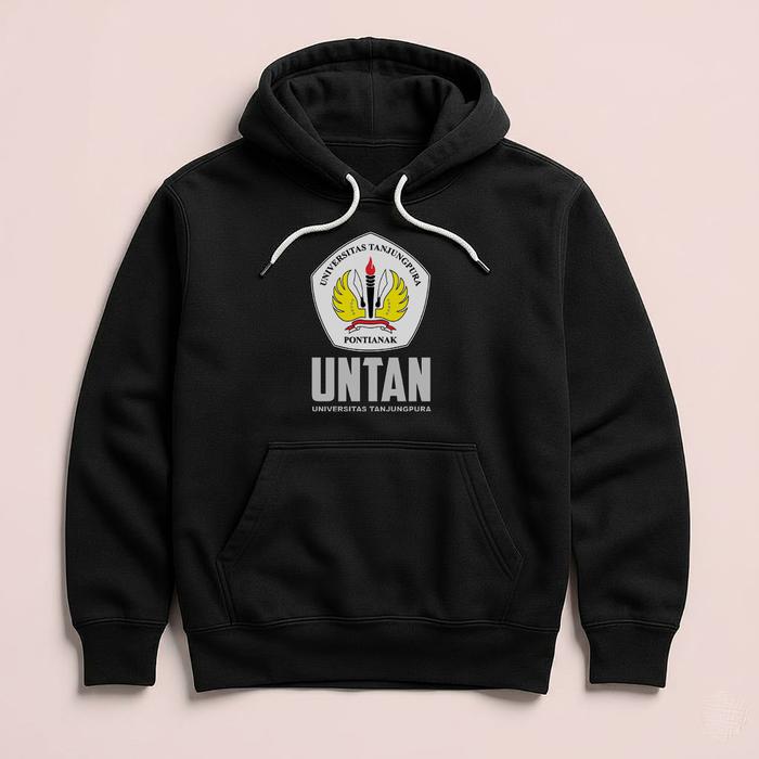 Hoodie UNTAN Universitas Tanjung Pura Pontianak Premium Fleece Cloth Sweater Jacket Hood Black Hitam