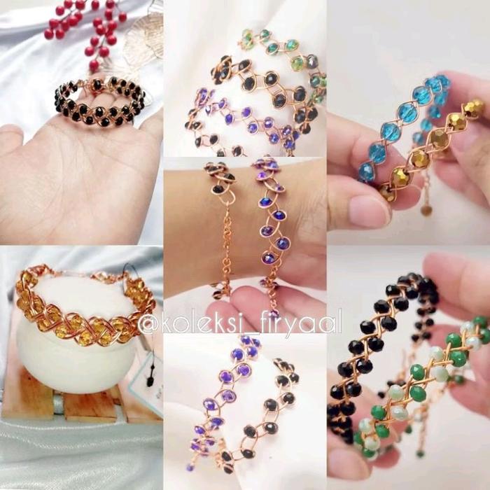 Gelang Tembaga Anyam Gelang Tembaga kristal Gelang Kristal Gelang manik-manik Gelang aesthetic Gelan