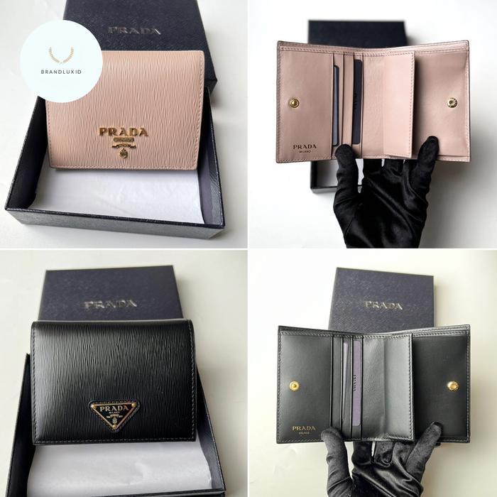 PRADA MEDIUM BIFOLD WALLET BLACK & NUDE SAFFIANO